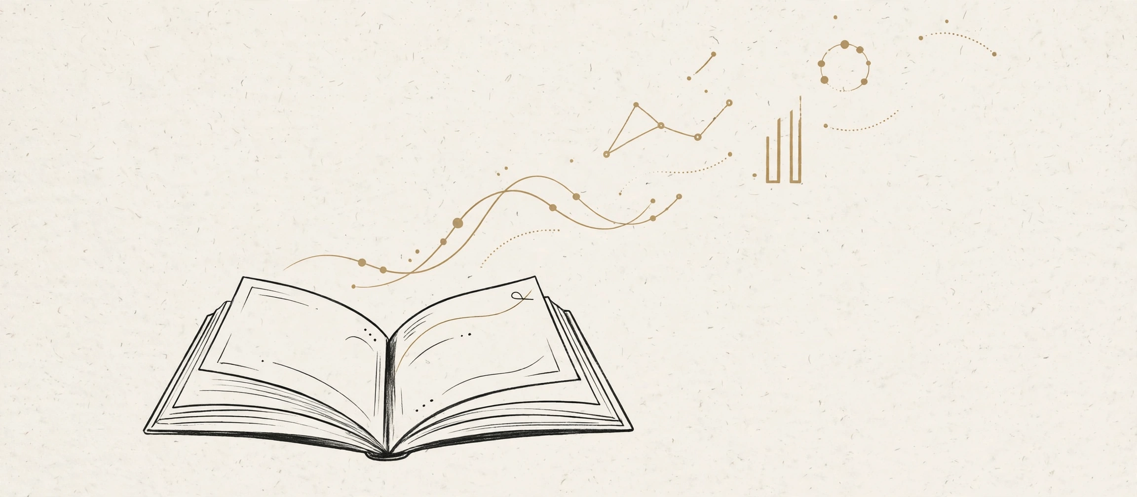 Illustration of an open book with chart lines rising from its pages, representing learning how markets work