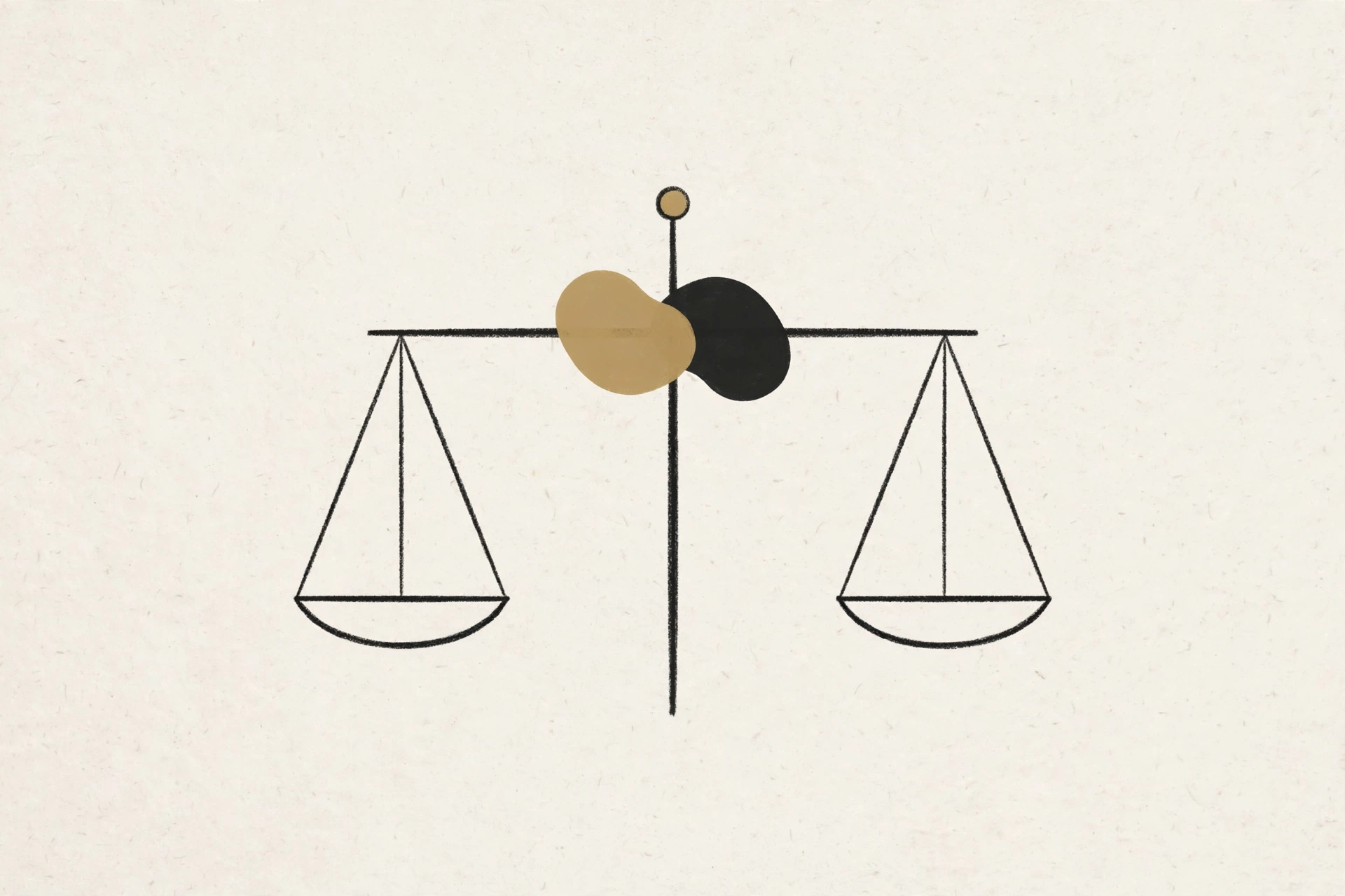 Illustration of a balance scale with two shapes exchanging across the center, representing a trade
